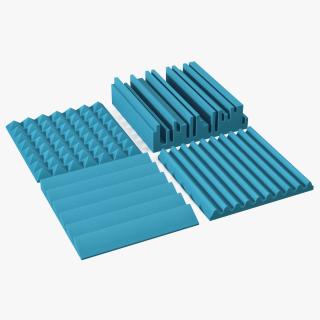 Foam Sound Absorbers Blue Set 3D model