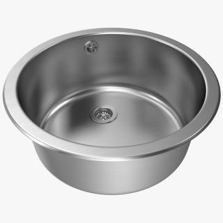 Round Inset Stainless Steel Sink 3D
