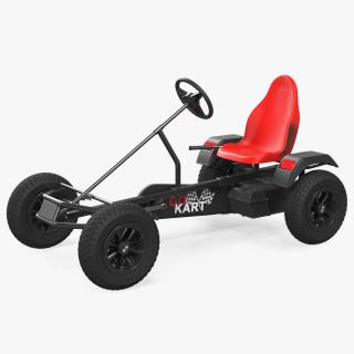 3D Red Pedal Car with Adjustable Seat Rigged