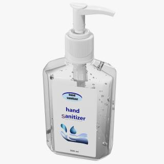Labeled Sanitizing Gel Bottle with Dispenser 3D model