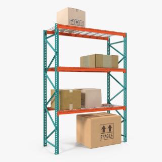 Pallet Rack with Boxes 3D