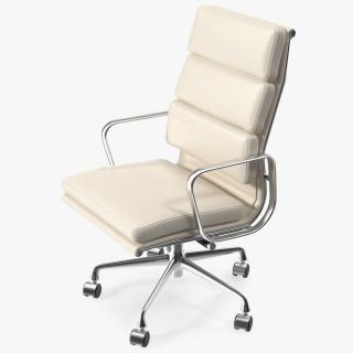 Executive Chair White Leather 3D model