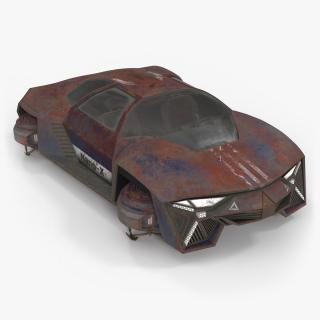 3D model Concept Hover Car Rusty Rigged