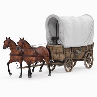 3D model Covered Wagon with Horses