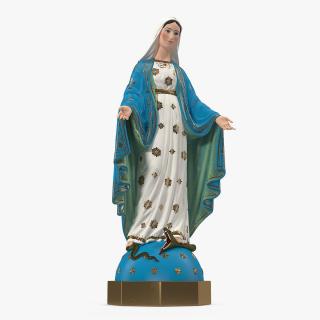 3D Virgin Mary Statue Painted