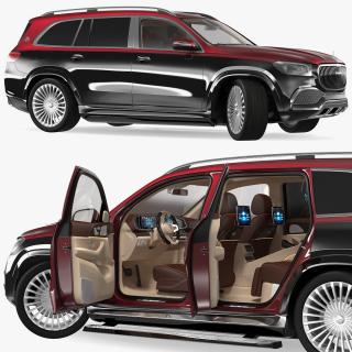 3D Maybach GLS 600 Red Rigged
