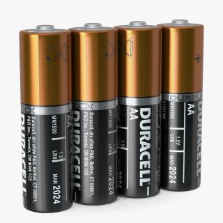 3D model AA Duracell CopperTop Alkaline Four Batteries