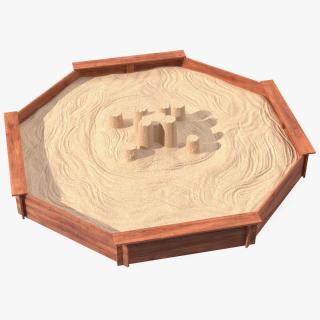 Sand Castle in Wooden Octagon Sandbox 3D