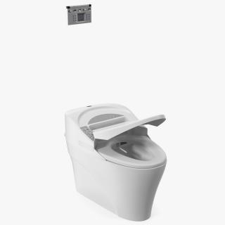 3D Smart Toilet with Remote Control Panel model