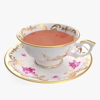 Antique Tea Cup Full of Tea 3D