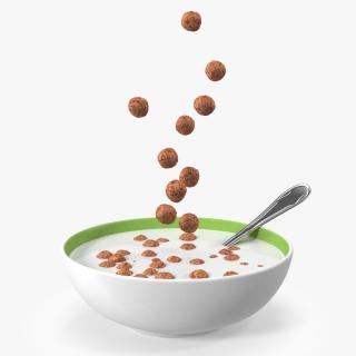 3D Chocolate Balls Falling into Bowl with Milk model