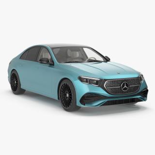 3D Blue New Mercedes E-Class 2023 Simple Interior