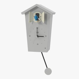 Pendulum Regulated Cuckoo Clock White Rigged 3D model