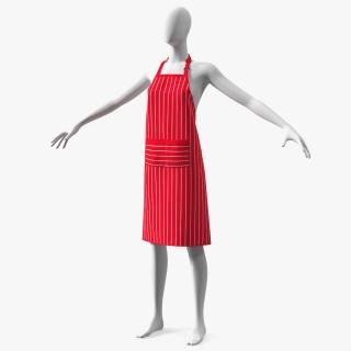 3D model Cooking Apron Striped on Women Mannequin