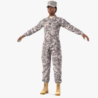 Black Female Soldier Military ACU Fur Rigged 3D model