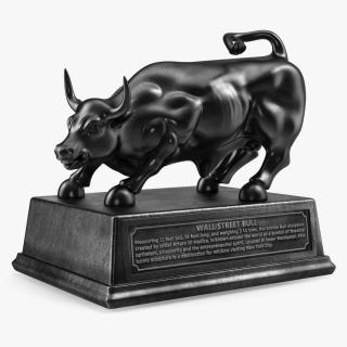 Black Statue of Bull on Pedestal 3D