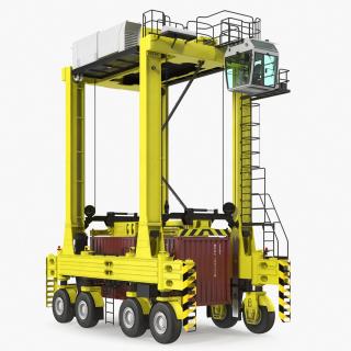 Straddle Carrier with 20ft ISO Container Rigged 3D