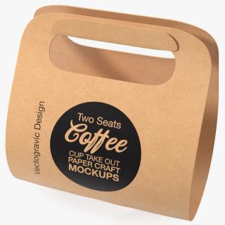 Mockup Kraft Paper Cup Holder One Cup 3D