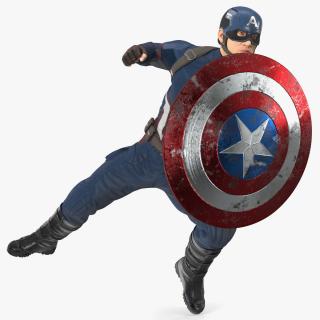 Captain America Attack Pose in Shabby Suit 3D