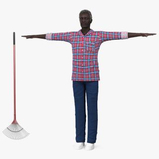 3D model Black Elderly Man Home Style T-Pose