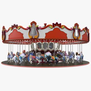Park Carousel with Horses Rigged 3D