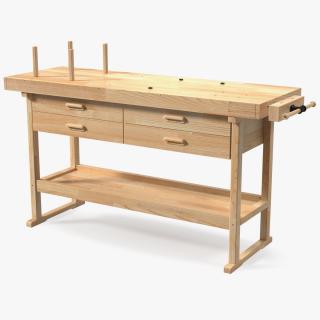 3D Hardwood Carpenter Workbench model