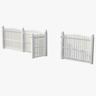 3D White Fencing Palisade Pointed Pales