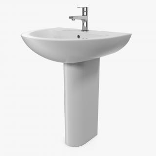 Wash Basin with Full Pedestal 3D model