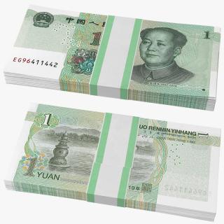 Pack of Chinese 1 Yuan 2019 Banknotes 3D