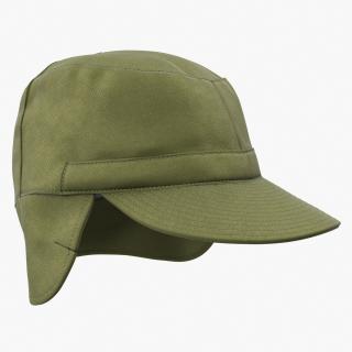 3D model Field Cap with Earflaps Olive Green