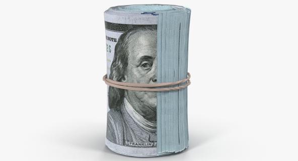 3D Roll Of New 100 Dollar Bills model