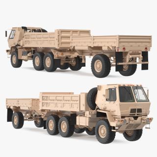 3D Oshkosh FMTV Dump Truck with Cargo Trailer M1082 Sand model