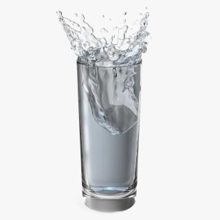 Ice Cube Water Splash in Cocktail Glass 3D model