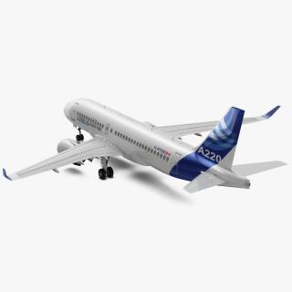 3D Airbus A220 100 Simple Interior Rigged model