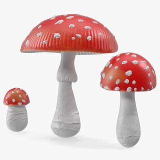 3D Amanita Mushrooms Set