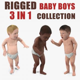 3D Small Baby Boys Rigged Collection model