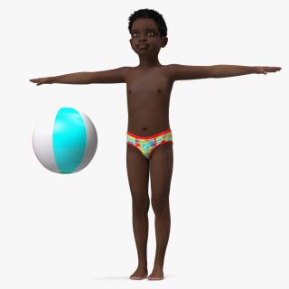 Black Child Boy Beach Style Rigged 3D model