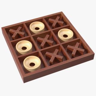 Tic Tac Toe Wooden Board Game 3D model