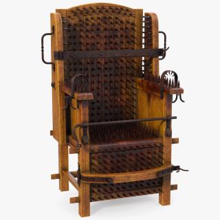 3D Medieval Spiked Torture Chair with Bloodstains