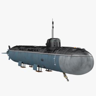 3D model Russian Deep-Sea Nuclear Submarine Losharik Rigged