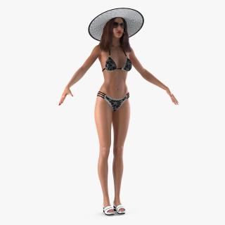 3D model Woman in Beach Style Clothes T-Pose