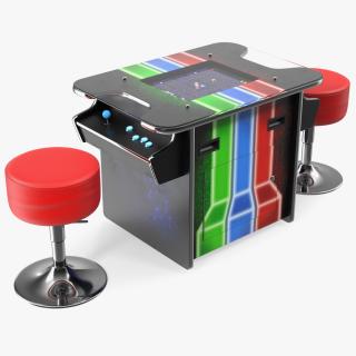3D Cocktail Table Arcade Machine with Stools