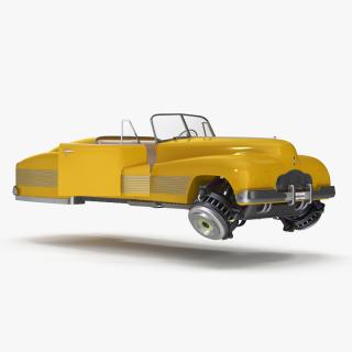 3D Yellow Hover Retro Car Rigged for Cinema 4D model