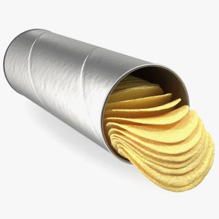 3D model Open Foil Tube of Potato Chips