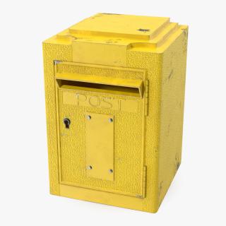 Vintage Wall Mounted Yellow Mailbox Old 3D model