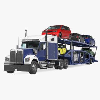 Truck with Car Carrier 3D