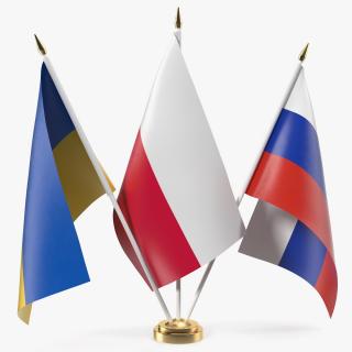 3D Table Flags Russia Ukraine Poland model