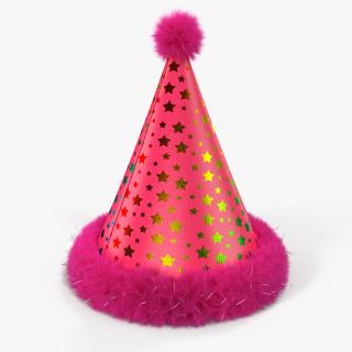 3D Party Cone Hat with Fur model