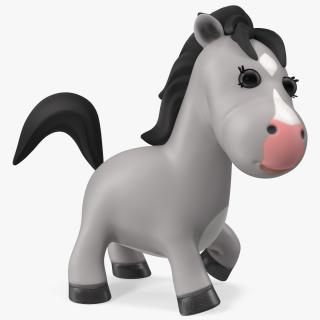 3D Cartoon White Horse Rigged