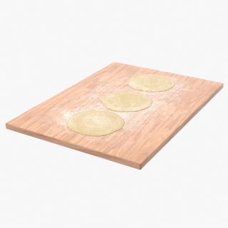 3D Thin Crust Pizza Dough on Wooden Board model